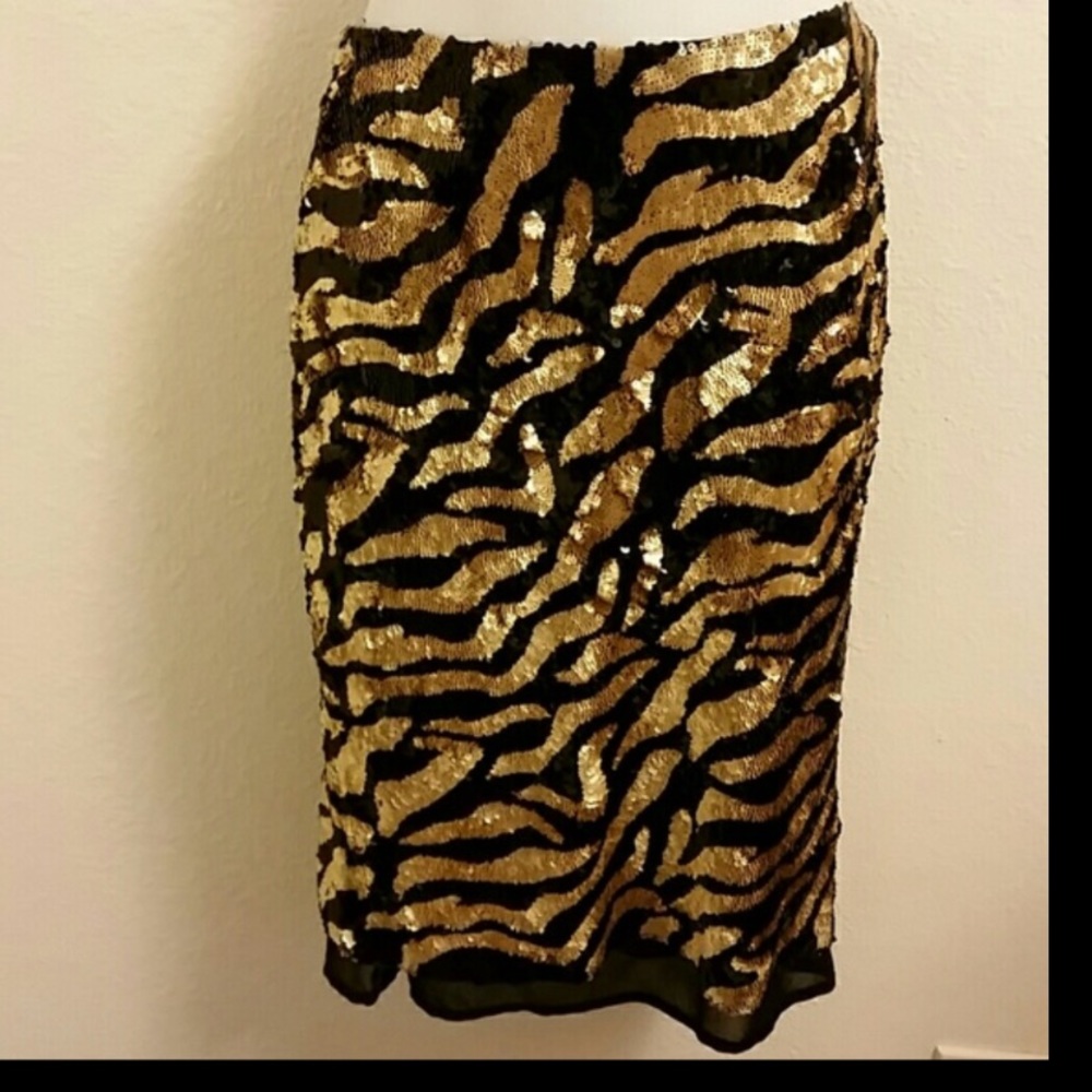 ❤️NWT❤️ RIMINI Silk Sequin Animal Print Skirt 4